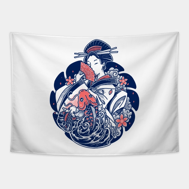 Geisha Tattoo Art Tapestry by BlackoutBrother