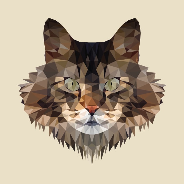 Maine Coon Cat Polygon Art - Coloured by meownarchy