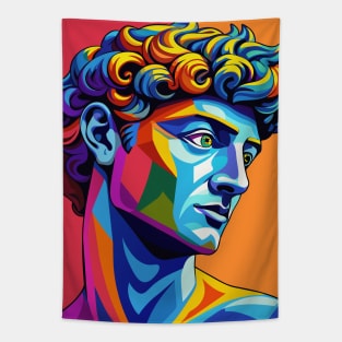 Head of Michelangelo's David in pop art style Tapestry