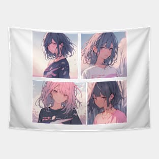 Anime Girls Harem Tapestry