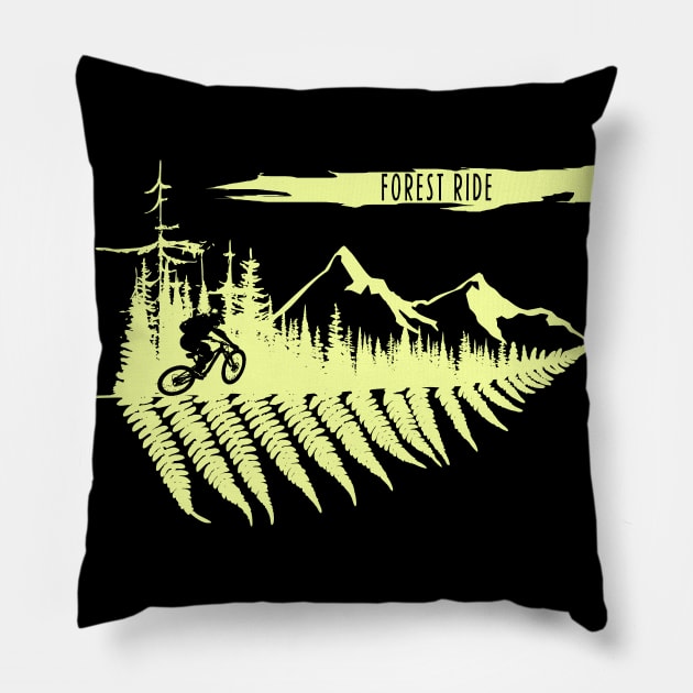 Forest Ride (small and back) Pillow by Bongonation