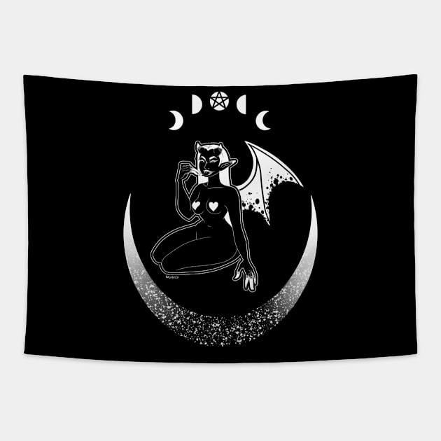 Conjuration in the moonlight | Occult Witch Tapestry by Bad Witch