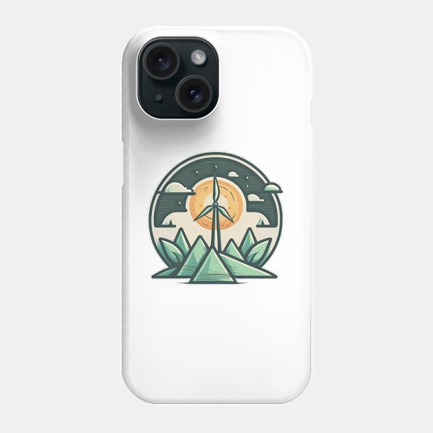 Eco-Friendly Cartoon Wind Turbine Design - Planting Trees One Product at a Time Phone Case by Greenbubble