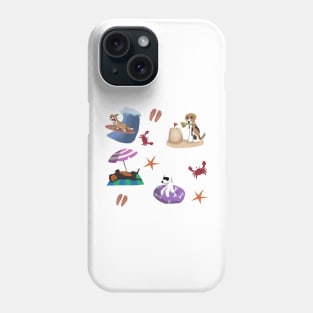 Dogs being cute at the beach pattern and sticker pack Phone Case