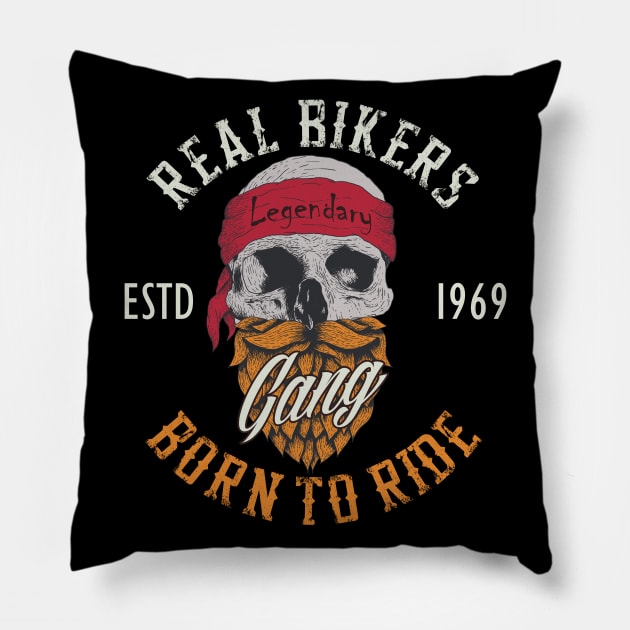 Real Bikers Born To Ride Pillow by Mako Design 