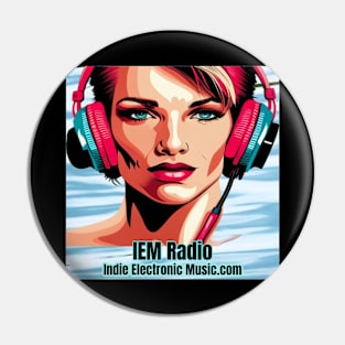 Synthwave Retrowave Girl In Headphones - IEM Radio Design Pin