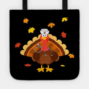 Cute Turkey Nurse Funny Thanksgiving Gift For Nurse Tote