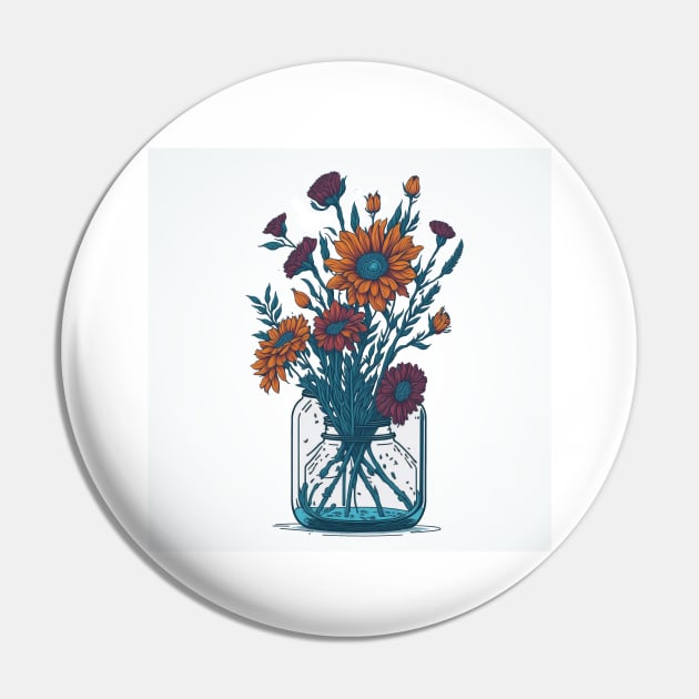 Flowers in a Mason Jar Pin by Yolanda.Kafatos