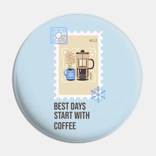 Coffee Lover Coffee Cup Winter time Holidays Christmas Stamp Pin