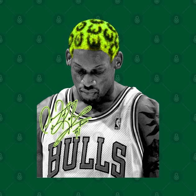 Dennis Rodman Green Hair Worm by portraiteam