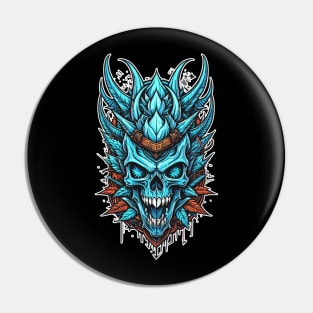 Blue Skull Metal Artwork Pin