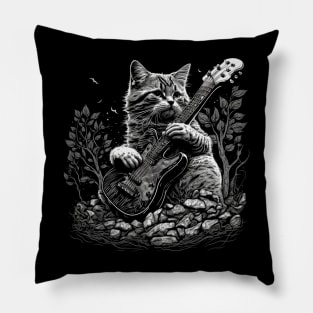 Cat Playing Guitar Pillow