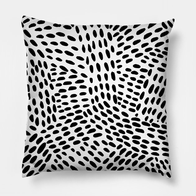 Dotted lines - black and white Pillow by wackapacka