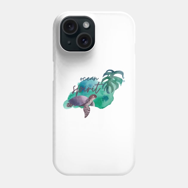 Ocean Spirit Watercolour Turtle Palm Phone Case by LoveofDog