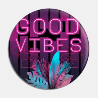 Tropical Summer Neon Good Vibes Aesthetic with Monsteras Palm and Banana Leaves Pin