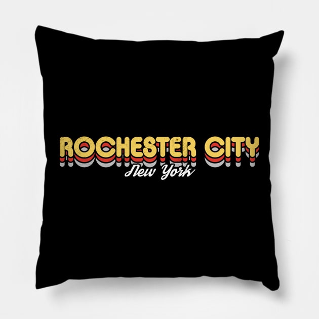 Retro Rochester city New York Pillow by rojakdesigns