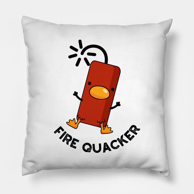 Fire Quacker Funny Fireworks Pun Pillow by punnybone