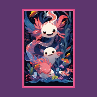 Cute Axolotl Anime Art Design | Cute Animals | Axolotl Hentaii Chibi Kawaii Design T-Shirt