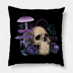 Purple Mushroom Skull Pillow