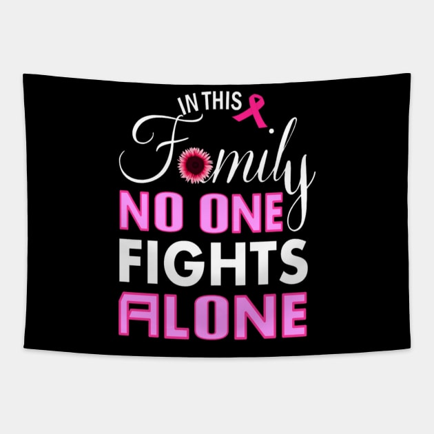 In This Family No One Fight Alone ,Pink Ribbon Design Tapestry by Jozka