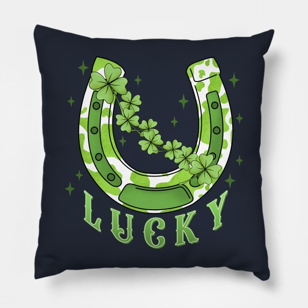 Green Lucky Horse Shoe Pillow by Anonic