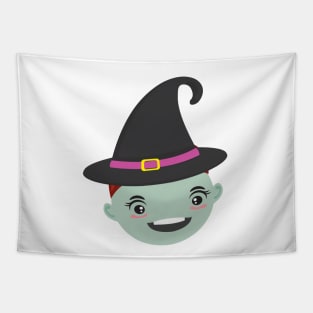 Cute Witch Halloween Face Gift for Halloween Holiday Tapestry