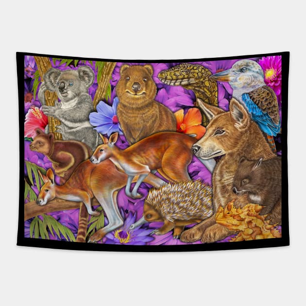 Australian Wildlife Tapestry by Tim Jeffs Art