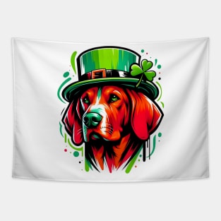 Redbone Coonhound Enjoys Saint Patrick's Day Festivities Tapestry