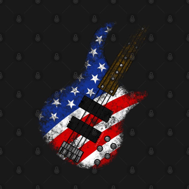 American Flag Bass Guitar Bassist 4th July by doodlerob