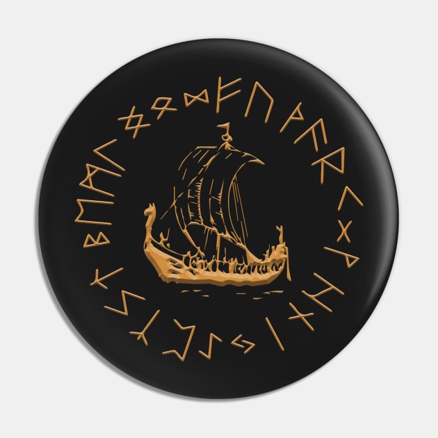 Vikings Longship and Norse Rune Wheel Pirate Viking Boat Pin by vikki182@hotmail.co.uk
