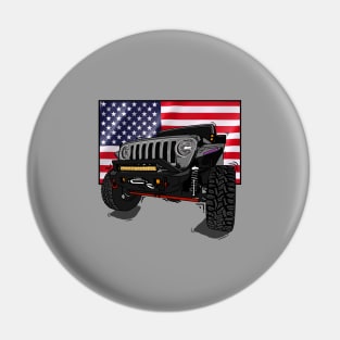 Jeep with American Flag - Grey Essential Pin