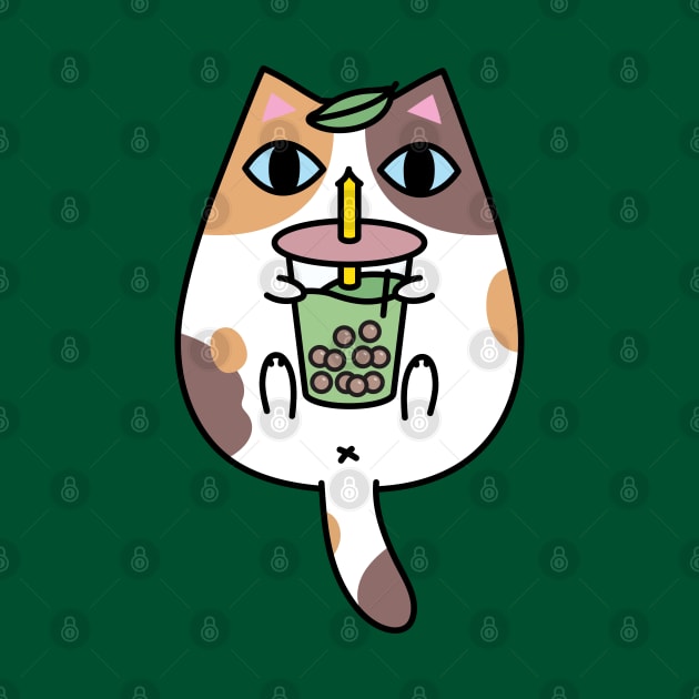 Calico Cat Drinking Bubble Tea by Noristudio