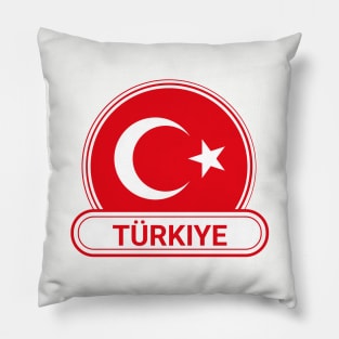 Turkiye - Turkey Country Badge - Turkey Flag Pillow