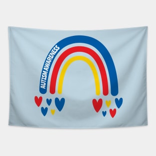 Autism Awareness Rainbow with hearts Tapestry