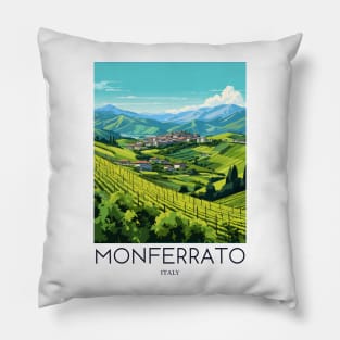 A Pop Art Travel Print of Monferrato - Italy Pillow