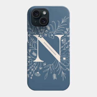 Botanical Letter N (Lake Blue) Phone Case