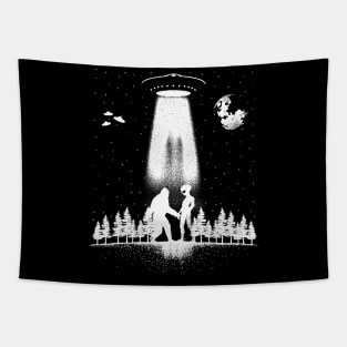 Alien And Bigfoot Tapestry