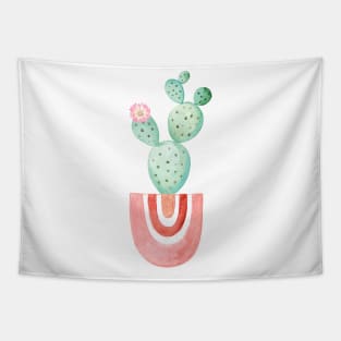 Watercolor cactus in pink pot Tapestry