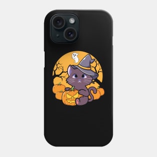 Halloween Cute Cat Pumpkin Witch Hat Phone Case