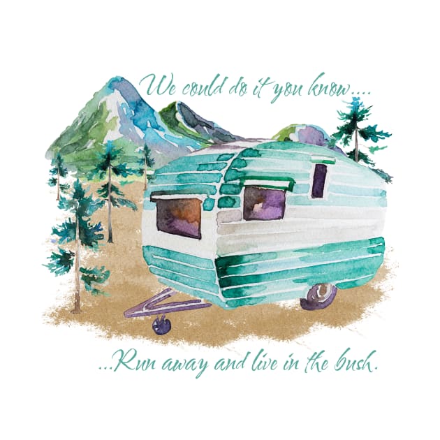 Watercolor Retro Vintage Camper Caravan by FreeSpiritedNomads