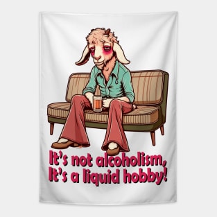 Retro 70s Goat Chillout - Drunk Goat Humor Vintage Sofa Art Tapestry