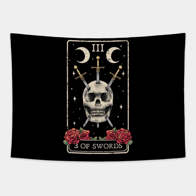 3 Of Swords Tarot Card Occult Witches Esoteric Goth Gothic Tapestry by MerchBeastStudio