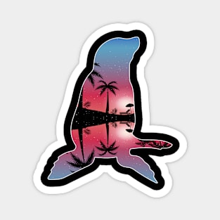 Seal Beautiful Sunset Beach Palm Tree Magnet