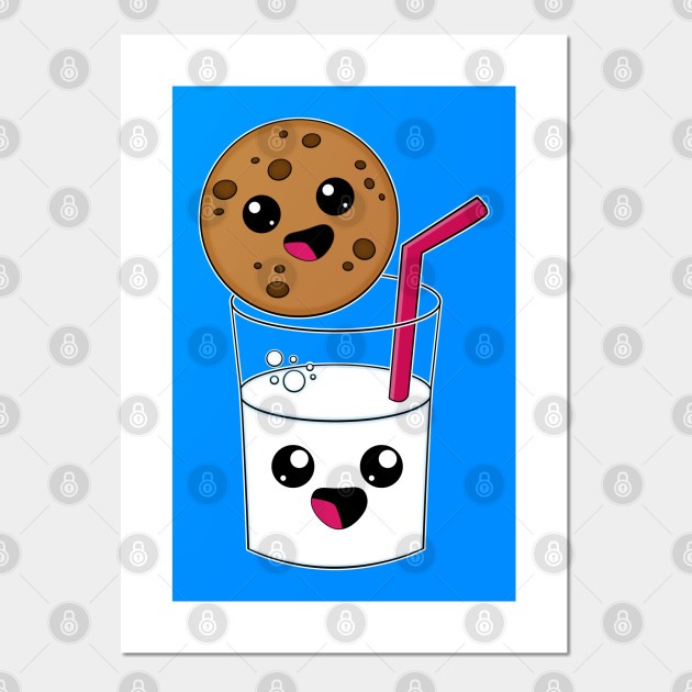 Kawaii Milk And Cookie Hot Poster E Stampa Artistica