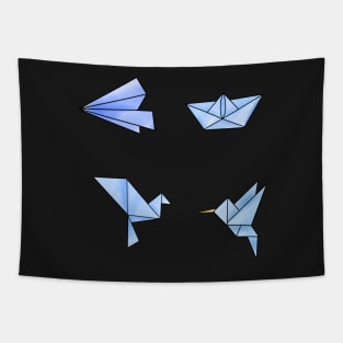 Blue Origami Sticker Pack Tapestry