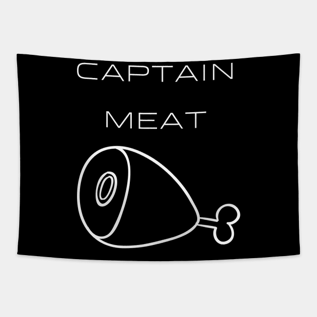 Captain Meat Typography White Design Tapestry by Stylomart