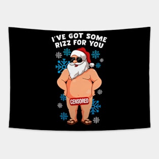 Inappropriate Naughty Santa Rizz Men Women Ugly Christmas Tapestry