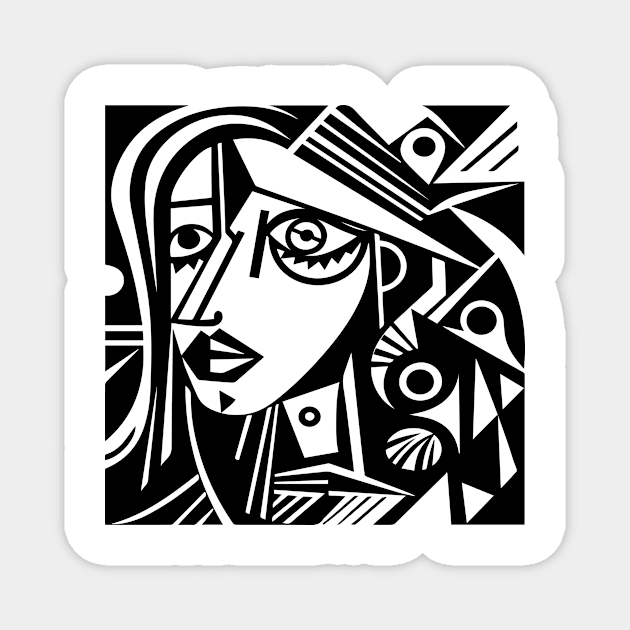 Cubist Witch Magnet by n23tees