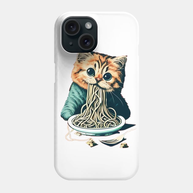 CAT EATING SPAGHETTI Phone Case by TheABStore