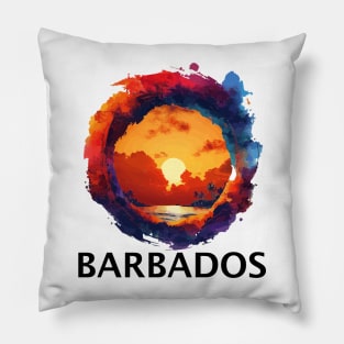 Barbados Sunset (with Black Lettering) Pillow